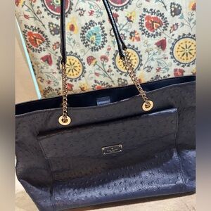 Kate Spade Blue Leather Halsey la vita Ostrich Handbag Gorgeous!